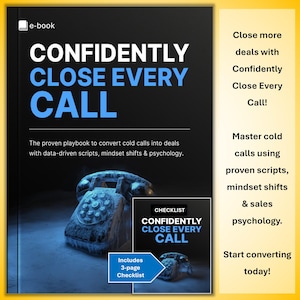 Libro electrónico y lista de verificación de ventas por llamada en frío: Guía de confianza, guiones y psicología (Descarga en PDF)