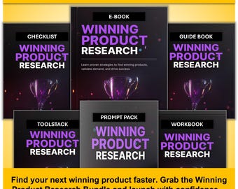 Winning Product Research Bundle for Entrepreneurs – E-Book, Guide Books, Checklists, Prompts, Tools and Workbook