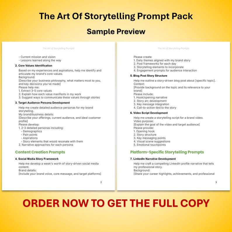 The Art of Storytelling Prompt Pack – 9‑page Ai‑powered PDF for ...