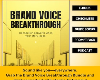 Pacchetto rivoluzionario per la voce del marchio: e-book + checklist + guide + pacchetto prompt + podcast • Definisci e amplia la voce unica del tuo marchio