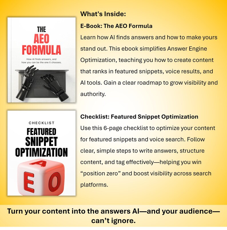 AEO (Answer Engine Optimization) Bundle: E-Book, Checklist, Guide, Audio & Tools image 5