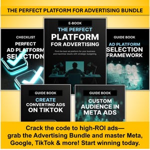Paquete de plataforma publicitaria perfecta: ebook, listas de verificación y guías para anuncios en meta, Google, TikTok y LinkedIn.
