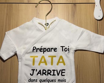 Pregnancy announcement bodysuit "Get ready Auntie" – Original gift for a future aunt – Baby bodysuit with a surprise message