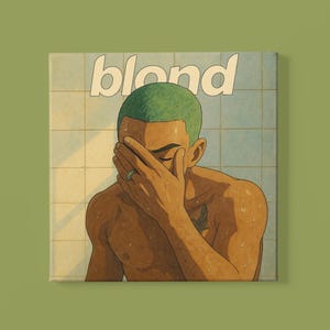 Póster de Frank Ocean - Arte de Studio Ghibli / Impresión de álbum de descarga digital / Álbum Blonde - Póster de portada de álbum - Póster de rapero