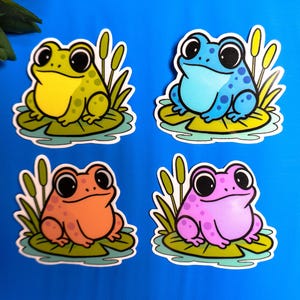 Stickerset Pad op waterlelie | Leuke natuur-vinylsticker | Waterbestendige dierensticker | Cottagecore-decoratie voor laptop of dagboek