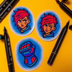 Vi Transluzent Sticker Set | Arkan inspirierte Fan Art | Glänzendes Vinyl für Laptop, Journal & Dekor | League of Legends inspiriertes Design