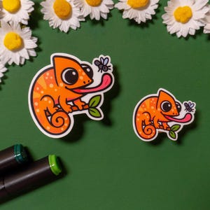 Leuke vinylstickers kameleon | Glanzende gelamineerde afwerking | Waterbestendig decor voor laptopfles en planner | Leuk cadeau-idee jungledier