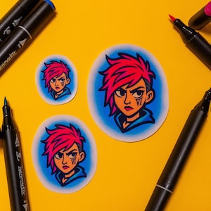 Adesivo traslucido Vi / Fan art ispirata all'Arcano / Vinile lucido per laptop, diario e decorazioni / Design ispirato a League of Legends