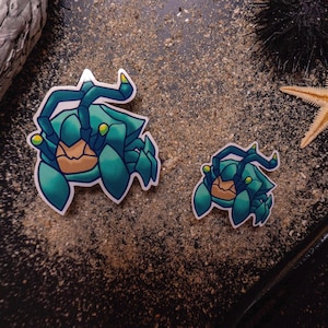 Sticker crabe Scuttler | Fan art de League of Legends | Autocollant en vinyle de jeu mignon | Crabe chamois de la jungle | Impression d'art inspirée de LoL
