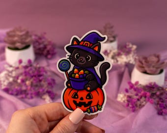 Vinylsticker Witchy Cat Halloween