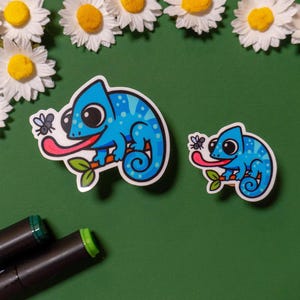 Leuke vinylstickers kameleon | Glanzende gelamineerde afwerking | Waterbestendig decor voor laptopfles en planner | Leuk cadeau-idee jungledier