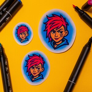 Vi Lichtdurchlässige Aufkleber | Arkan inspirierte Fan Art | Glänzendes Vinyl für Laptop, Journal & Dekor | League of Legends inspiriertes Design