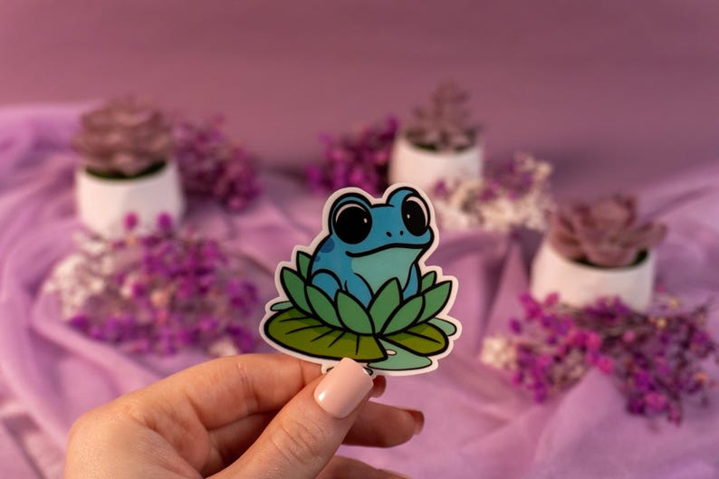 Frog Blue Vinyl Sticker - Etsy