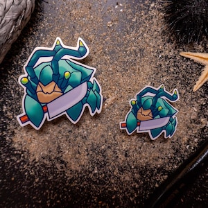 Sticker crabe Scuttler | Fan art de League of Legends | Autocollant en vinyle de jeu mignon | Crabe chamois de la jungle | Impression d'art inspirée de LoL