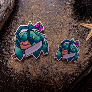 Sticker crabe Scuttler | Fan art de League of Legends | Autocollant en vinyle de jeu mignon | Crabe chamois de la jungle | Impression d'art inspirée de LoL