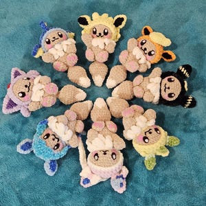 Eevee with Eeveelution Hat Keychain
