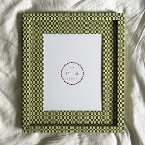 Green Checkered Fabric Frame – Hand-Wrapped Picture Frame – Playful & Modern Wall Decor