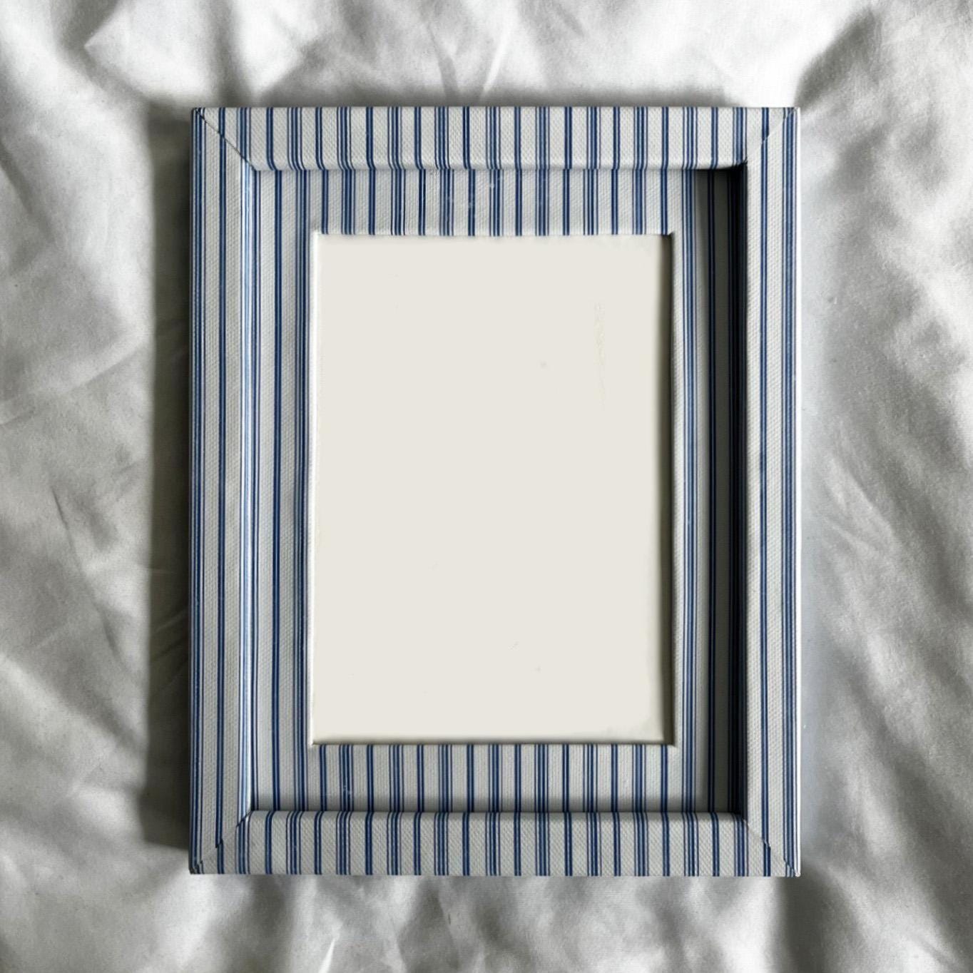 Rustic Blue Stripe Picture Frame: Vintage Floral Inspired Decor - Etsy