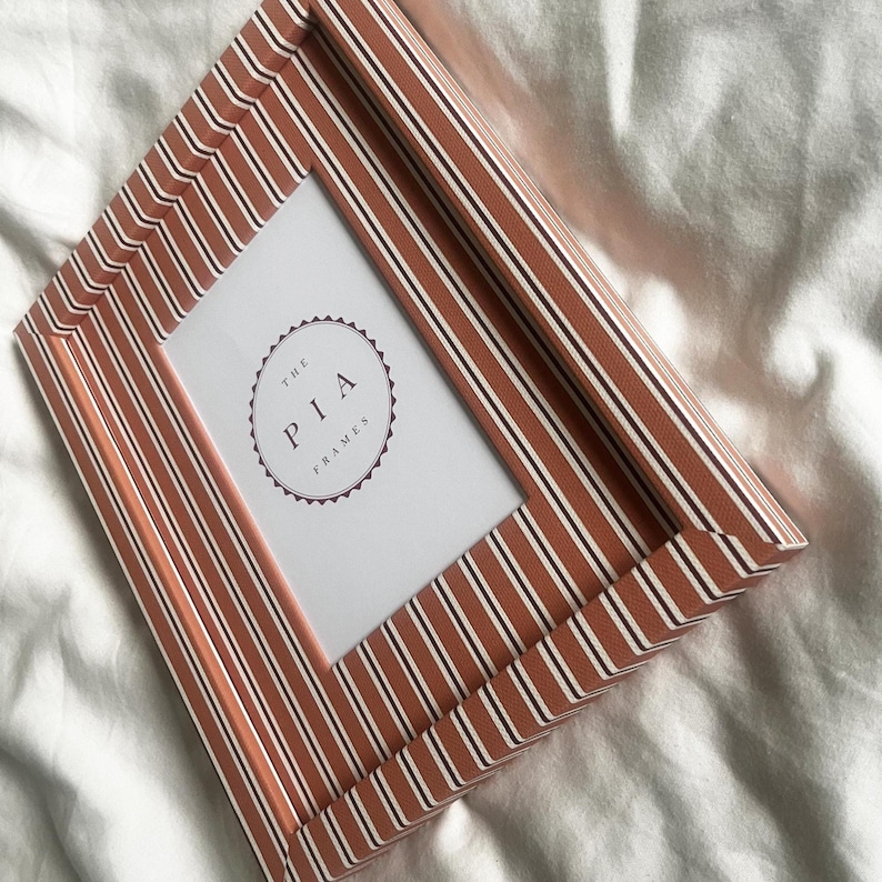 Hand-Wrapped Orange & Burgundy Stripe Picture Frame: Bold Gallery Wall Decor image 2
