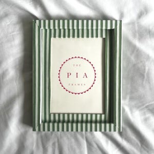 Green Stripe Fabric Frame – Hand-Wrapped Picture Frame – Fresh Country House Style Decor
