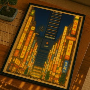 Pôster de Shinjuku Godzilla Japão Tóquio, Arte de parede de Shinjuku, Impressão de Tóquio no Japão, Foto de Shinjuku Tóquio no Japão, Pôster de Shinjuku, Arte de parede de Tóquio