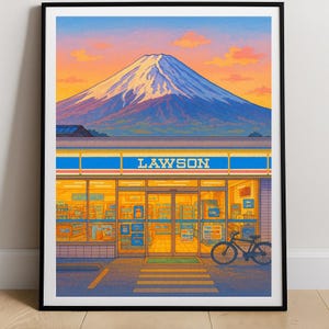 Mount Fuji Lawson Poster, Japan Convenience Store Print, Japan Mt. Fuji Lawson Combini Wall Art, Japanese Convenience Store Photo Art