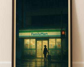 Póster de Family Mart Japón: Impresión artística de viajes inspirada en Ghibli