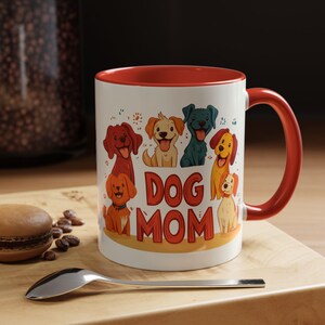 Dog Mom Accent Coffee Mug - Perfect Gift for Pet Lovers, Coffee Lover&#39;s Gift, Dog-Themed Drinkware, Dog Owner Mug, Cute Animal Mug
