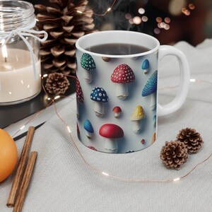 Mushroom Mug, Vibrant Mushroom Coffee Mug, Fun Fungi Design Tea Cup, Colorful Drinkware, Gift for Coffee Lovers, Unique Beverage Mug