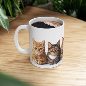 Cat Ceramic Mug, 11oz Coffee Cup for Cat Lovers, Orange Cat, Tabby Cat, Black Cat, Gift for Birthdays, Animal Lover, Funny Mug