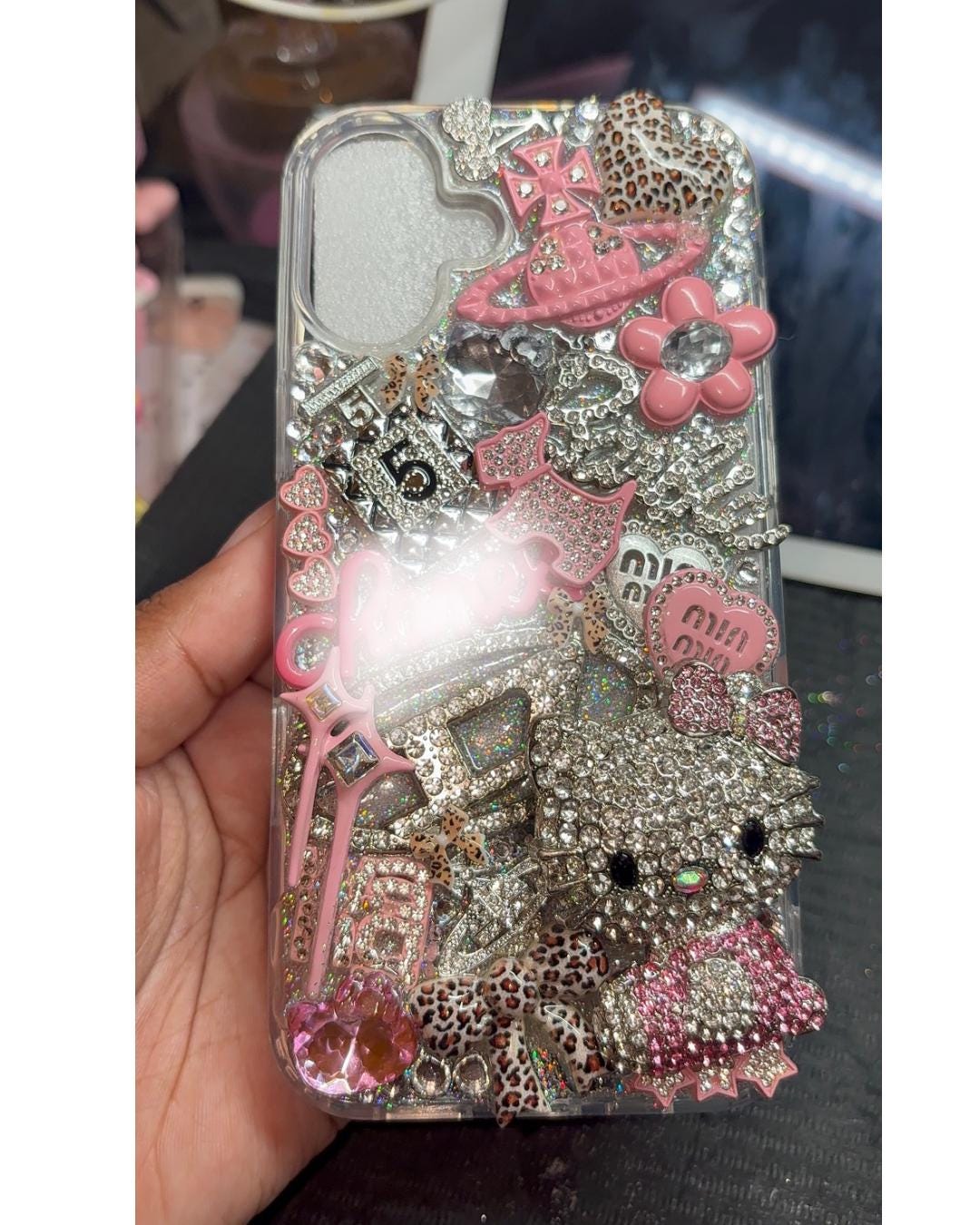 iPhone 16 plus phone case | Bling hello kitty junk case | Handmade Resin | Ready to ship |
