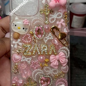 Funda para teléfono chatarra rosa y dorada