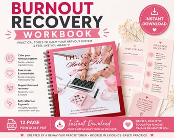 Burnout Recovery Workbook PDF | Nervous System Regulation & Self Care Printable | Anxiety Relief Worksheets | Digital Download