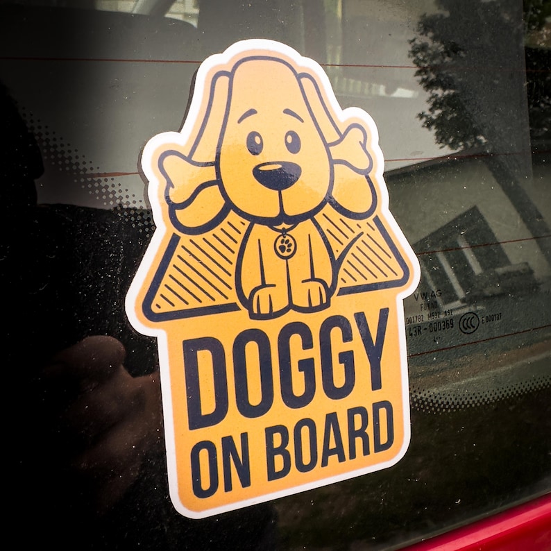 Doggy on Board Car Sticker – Funny Pet Safety Vinyl Decal - Etsy