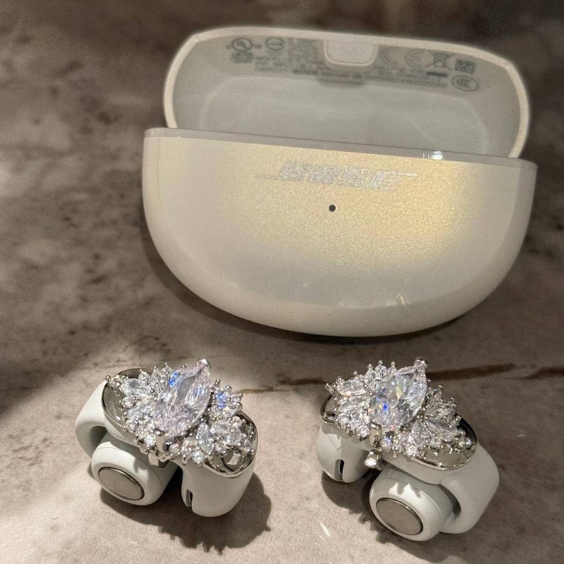 Ultra Open Wireless Earbuds Charms, Silver Crystal Earphone Jewelry ...
