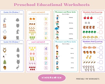Folhas de exercícios de correspondência para impressão, combine a imagem, atividade de jardim de infância pré-escolar, livro de atividades, páginas educacionais