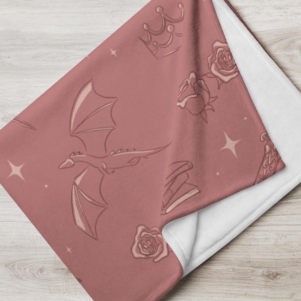 Manta Espada de Dragón Rosa / Manta de Fantasía Cottagecore, Decoración Romántica