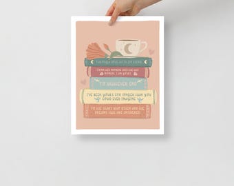 Romantasy Book Stack Art Print | Fantasy Reader Gift