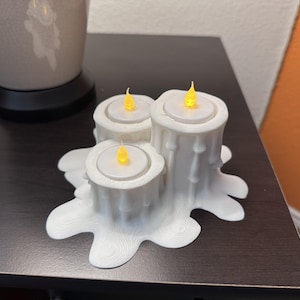 3D Printed Three Tealight Candle Holder  in White PLA– Unique Modern Decor for Home, Spa, or Special Occasions