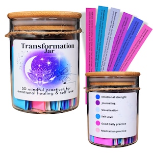Transformationsglas für emotionale Heilung und Selbstliebe, voller Ideen und Praktiken des Bewusstseins, der Meditation sowie der psychischen und physischen Gesundheit.