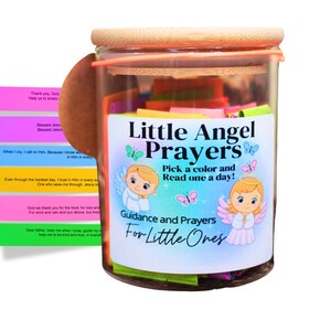 50 Gebete für Kinder! Kurze, bunte Noten mit Gebeten für Kinder. Positive Botschaften Glas, Inspiration Glas für Lieben, Mama, Familie.
