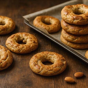 Receta de auténtico postre italiano: Roccocò, galletas napolitanas especiadas para mojar, Nápoles, sur de Italia. Descarga digital imprimible.