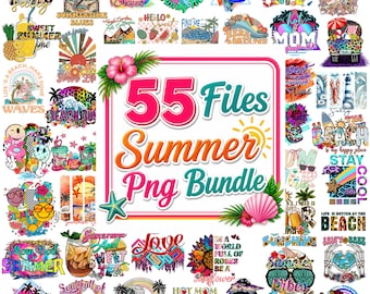 Summer PNG Bundle, Beach PNG Bundle, Retro Summer Designs, Vacation Shirt PNG, Trendy Sublimation Download