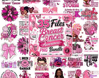 Breast Cancer PNG Bundle, Awareness PNG, Pink Ribbon Designs, Survivor PNG, Sublimation Shirt Download
