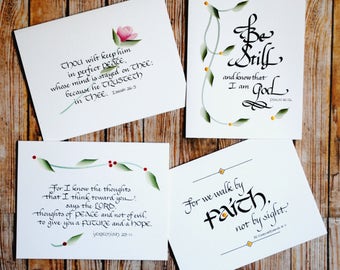 Set of (8) Scripture Cards - Hand-lettered and Painted