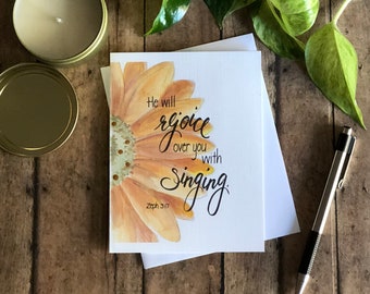 Zephaniah 3:17 Calligraphy Scripture Note Cards