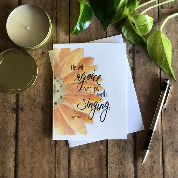 Zephaniah 3:17 Calligraphy Scripture Note Cards