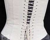 Coutil Lined Working Corset with Grommets - Victorian 1860 39 s Civil War reenacting - Mid Bust - Custom Made