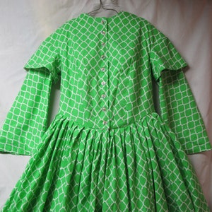 Waist-32&quot;, Bust-36&quot; - Green Visiting/Day dress - Pre-Civil War - Pagoda sleeves - cotton fabric - antebellum reenactment Victorian Dickens