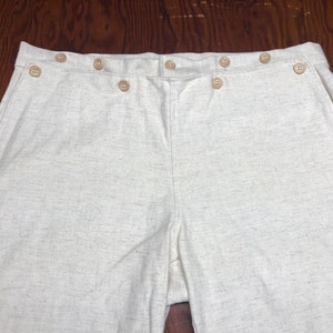Drop / Fall front trousers - Natural cotton/linen blend - 2 pockets - wooden buttons -historic 18th century reenactment breeches